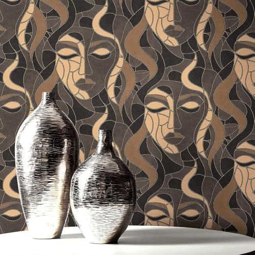 EB-Erismann Elle 10458-37 Papier peint intissé Motif mosaïque Marron/beige/doré métallisé