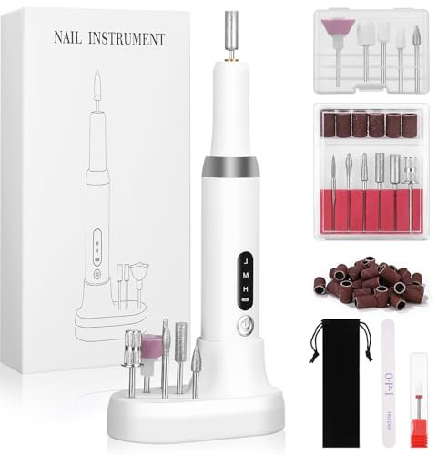 Ponceuse pour Ongles électrique, Ponceuse 0ngle Sans fil à 3 Vitesses avec Base Rechargeable, Polissoir a Ongle et Pédicure Portable, Nail Drill à Meuler 18000 Tours/Minute pour Salon de Manucure