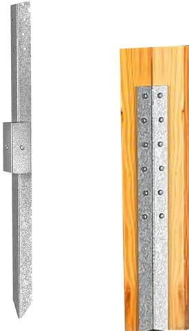 Zaunpfosten-Set aus Stahl - Metallzaunwetten | Schwerlast-Bodenteile, Schwere Stahlpfähle, Zaunanker, dicke Dübel, A