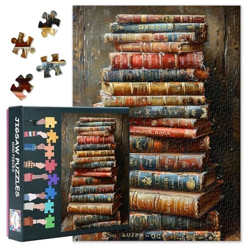 Puzzles für Erwachsene 1000 Stück Bücher Herausfordernde Puzzles für Erwachsene Vintage, 70 x 50 cm Puzzle Spiel für Frauen Home Decoration Geburtstagsgeschenk (Library Series)