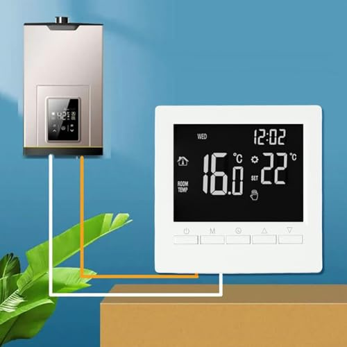 Thermostat de chaudière à gaz, numérique 5 + 2 programmes de chauffage hebdomadaires, contrôleur de température, chauffage de pièce LCD pour régulation de la température