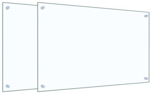 Mokuyary Kitchen Splashback, Pack of 2, Transparent, 80 x 50 cm, Tempered Glass Wall Panel, Wall Cladding, Splash Guard for Kitchen, Worktop
