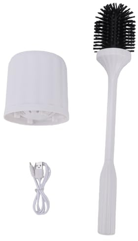 Dilwe Escobilla Eléctrica para Inodoro, Depurador Recargable de Silicona para Inodoro con Soporte para Baño, Baño, RV