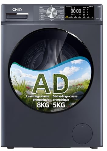 CHiQ CW85862HX Lavasciuga 8/5kg Inverter 1400 giri Vapore Classe A | Washer Dryer, Steam Anti-Allergy, 15 Programs, 530mm Drum, Self-Cleaning, One-Touch, Antiallergico, Oblò 33cm, Classe A/D