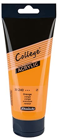 Schmincke - College Acrylic, Orange in 200 ml-Tube, 33240014, Acrylfarbe mit Künstler-Pigmenten in hoher Konzentration, deckend und lasierend, lichtecht, seidenmatt