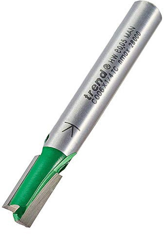 Trend CraftPro C006X1/4TC Fräser-Bit, gerade, 2 Nuten, 6,3 mm Schaft, 6,3 mm Schnittdurchmesser und 12,7 mm Schnittlänge, Wolframkarbidspitze