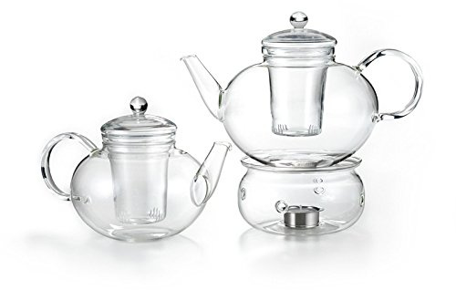 Trendglas Jena Teekanne MIKO im klassischen Design (2,0 L), inkl. Glassieb und Stövchen