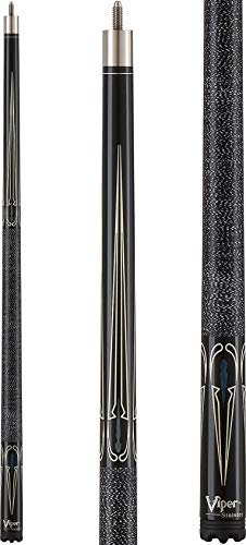 Viper Sinister Billard-/Pool-Queue, 147,2 cm, Schwarz mit cremefarbenen Spitzen, Schwarzer Fleck mit weiß/dunkelblauem Inlay, 21-Ounce