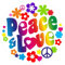 Sticker Peace & Love I Ø 10 cm I Flower-Power Blumen Hippie Motiv I für Laptop Koffer Tür Roller Auto-Aufkleber I wetterfest I kfz260
