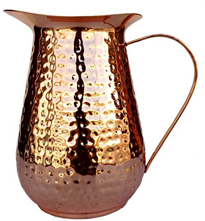 Rastogi Handicrafts - Caraffa in rame martellato a mano in puro rame martellato, modello unico