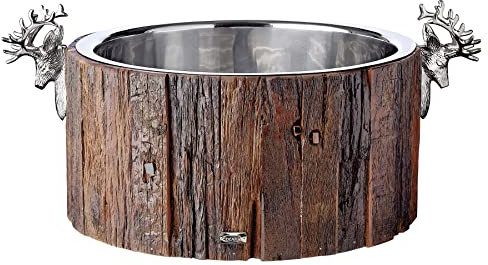 EDZARD Sektkühler Kennington (Ø 47 cm, groß) aus Edelstahl & Holz - Flaschenkühler, Champagner Kühler - Getränkekühler für 6 Flaschen - Schale für Wein, Sekt & Eiswürfel - Weinkühler