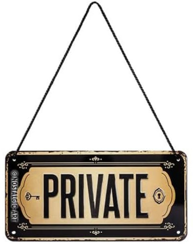 Nostalgic-Art, Cartel colgante retro, Private – Letrero de advertencia como idea de regalo, metálico, Diseño vintage para decoración, 10 x 20 cm