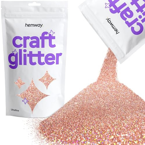 Hemway Craft Glitter - Rose Gold Holographic | Ultrafine Metallic Sequin Flakes for Resin & Epoxy Crafts | Supplies for Tumblers, Cards, Jewellery, Candle, Hair, Face, Body & Nail Art | 100 g