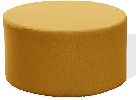 Rebecca Mobili Pouf Tondo Piatto, Seduta Imbottita, Tessuto e Legno, Giallo, Stile Moderno, arredo casa Living - Misure 25 x 45 x 45 cm (HxLxP) - Art. RE6295
