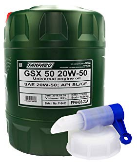 Motoröl FANFARO GSX 50 20W-50 API SL CF 20 Liter inkl. Auslasshahn