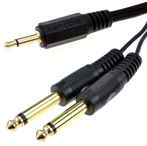 kenable 3.5mm Mono Jack to Twin 6.35mm Mono Jack Cable for Mixers Amplifiers Effects Units 2m Black