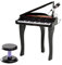 HOMCOM Piano Infantil 37 Teclas Teclado Electrónico Juego de Piano con Micrófono Taburete Luces y 22 Canciones USB/MP3 Karaoke Modo de Enseñanza Negro