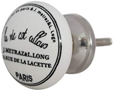 Knober Vintage Möbelknopf weiß Keramik Porzellan französisch Landhausstil Shabby-Chic 40mm Knauf Türgriff (La Vie)
