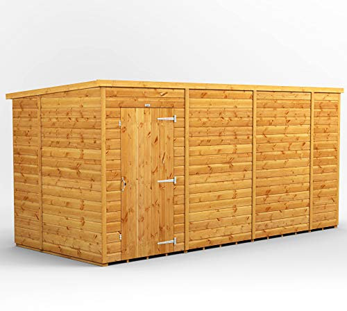 POWER High Grade Premium Pent Wooden Shed with Security Features, Door Flexibility, made from 12mm Extra Thick Timber, for all Storage & Outdoor Needs (Windowless)