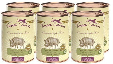 Terra Canis Wildschwein, Naturreis & Fenchel - Classic Nassfutter, 6x400g I Premium Hundefutter in 100% Lebensmittelqualität Aller Rohstoffe I Reichhaltig & gesund, allergen- & getreidearm, glutenfrei