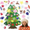 TATAFUN Filz Weihnachtsbaum, 3.67ft DIY Weihnachtsbaum Weihnachten Set Hängend Dekor, 25 Stück Abnehmbare Ornamente, Weihnachtstür Wandbehang Dekorationen