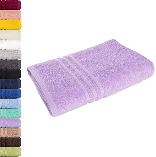 Lavea® Saunatuch 80x200 cm – Hochwertiges, Saugstarkes Saunatuch aus 100% Baumwolle, Frottierserie Elena – Waschbar und Strapazierfähig - Lavendel