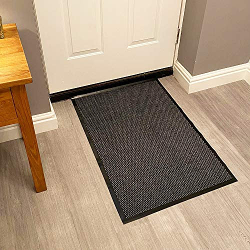 The Shopfitting Shop Dirt Trapper Door Mat Indoor & Outdoor - Non Slip Rubber Backing Carpet and Floor Mat for Home, Kitchen & Offices Multi Colour and Sizes Heavy Duty (Grey, 60cm x 90cm)
