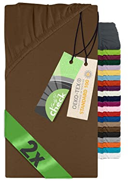 Emily´s Check 2er-Pack Spannbettlaken für Kinder- und Babybettmatratzen 1493.2123, 70 x 140 cm, Schokobraun