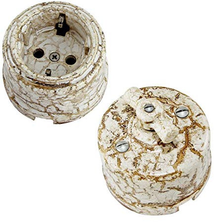 1 Enchufe Base de Porcelana Y 1 Antiguos Porcelana Interruptores de luz vintage rotativo