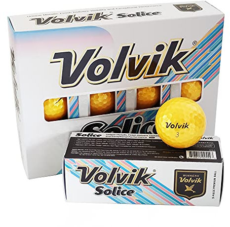 Volvik Solice Golfbälle Metallic – 12er Box - Bunt Distanzball Soft Golf Geschenk (Gold)