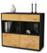 Stil.Zeit Kommode Sideboard, Albert, Korpus anthrazit matt, Front Holz-Design Eiche, (92x79x35cm), Push to Open Technik & Leichtlaufschienen