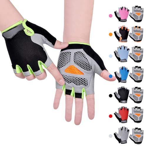 CubePlug Kids Boy Girl Cycling Climing Half Finger Gloves GEL Padded BMX Bike Fingerless Gym Antislip Grip Kids Children [SPI]