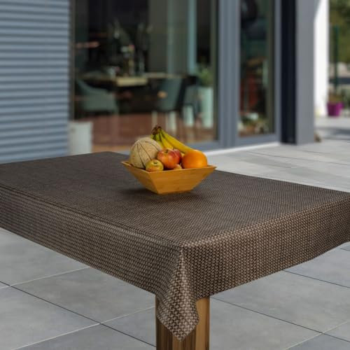 laro Wachstuch-Tischdecke Abwaschbar Garten-Tischdecke Wachstischdecke PVC Plastik-Tischdecken Eckig Meterware Wasserabweisend Abwischbar GAE, Muster:Raster Braun Beige, Größe:90x120