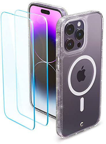 CYRILL von Spigen Shine Mag kompatibel mit iPhone 14 Pro Hülle(6,1 Zoll) [Kompatibel mit MagSafe] Langlebig Glitzer Klar Transparent Durchsichtige Case (2022) - Clear Glitter