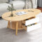 ZXFDM Ovaler Couchtisch aus Holz, 2-Schicht-Mode-Couchtische, mit offenen Regalen zur Aufbewahrung und Präsentation, 2 Schubladen, für Wohnmöbel im modernen Design des Wohnzimmers, Holz, 120 × 60