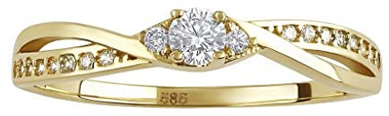 SILVEGO Verlobungsring Gelbgold 14 Karat mit Zirkonia Brilliance Zirconia