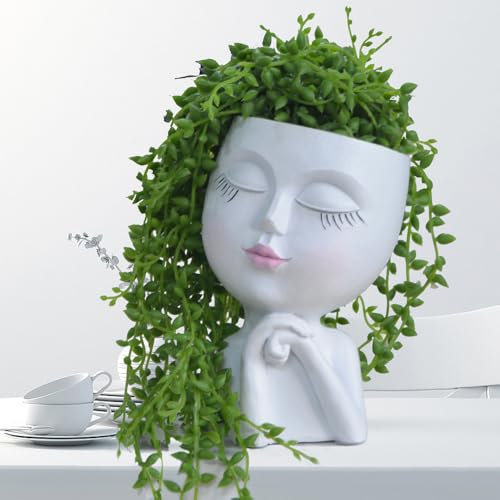 LovTocTic Pot de fleurs pour le visage, pot de fleurs d'intérieur pour décoration d'intérieur, pots de fleurs avec drainage, jolis pots de fleurs pour femme, pots de fleurs succulentes, pot de fleurs