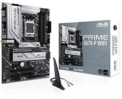ASUS Prime X670-P WiFi AMD X670 AM5 Ryzen™ Desktop 9000 8000 & 7000 ATX Motherboard with Three M.2 Slots, DDR5, USB 3.2 Gen 2x2 Type-C®, USB4® Support, WiFi 6 and 2.5Gb Ethernet
