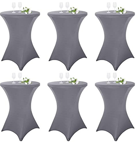 Pesonlook 6er-Set Stretch Stehtisch Husse für Bistrotisch Ø 80-85 cm Elegante,Verstärkung im Fußbereich,40°C Maschinenwäsche,Stretch-Husse Hussen für Stehtische und Bistrotische(80×110cm,hellgrau)