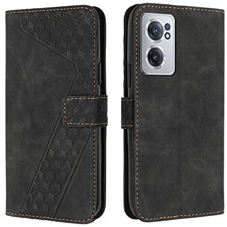 OKZone Kompatibel mit OnePlus Nord CE 2 5G Hülle, PU Leder Handyhülle Tasche Wallet Schutzhülle OnePlus Nord CE 2 5G, Flip Cover Klappbar Brieftasche Etui mit Magnet TPU Lederhülle (Schwarz)