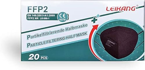 LEIKANG FFP2 schwarz Masken LK-088-1 mit CE 0370 (Weißen Box)