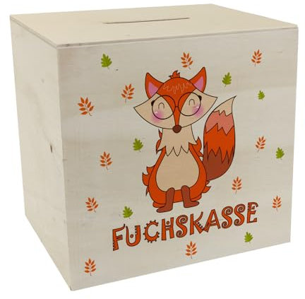 Fuchs Spardose aus Holz mit Spruch Fuchskasse Sparschwein für Kinder zum Weltspartag Sparen mit niedlichem Waldtier Geld Sparbüchse
