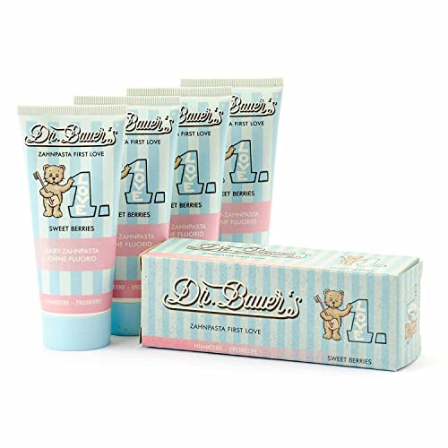 Dr. Bauer's Baby-Zahnpasta, 4x 50ml | Kinder-Zahncreme First Love Sweet Berries Ohne Fluorid