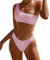 Yimisan - Bikini da Donna a Due Pezzi con Top a Spalla e Tankini a Vita Bassa, Rosa Chiaro, S