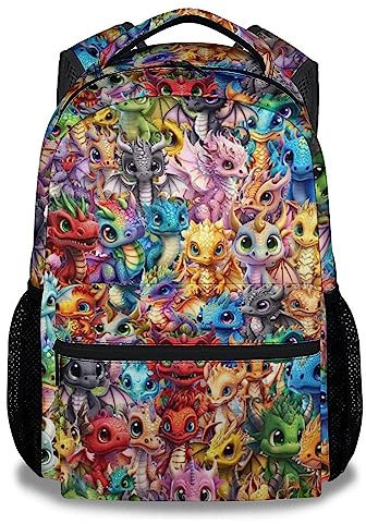 NICEFORNICE Drachen-Rucksack für Kinder, 43,2 cm, niedliche Rucksäcke für die Schule, leichte Büchertasche für Mädchen, 1-1 Farbe, 12in x 5.4in x 17in, Classic