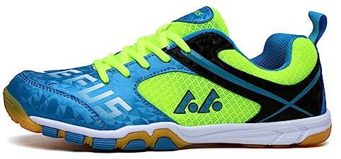 NGARY Männer Frauen Badminton Schuhe Mesh Tennis Squash Schuhe Turnschuhe für Hallenplätze für Tischtennis Pickleball Volleyball Racketball,Grün,43 EU