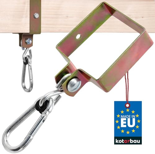 KOTARBAU® Schaukelhaken Eckig 100 x 100 mm Vierkant Karabinerhaken Schaukelschelle aus Verzinkt Stahl Schaukelbefestigung Manschettenhaken Gold Hakenhalterung Haken Schaukel Hängemattenhaken