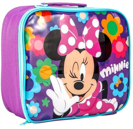 Disney Minnie Mouse Rechteckige isolierte Lunchbox-Tasche für Jungen und Mädchen, perfekte Größe zum Verpacken von heißen oder kalten Snacks für Schule und Reisen, BPA-frei