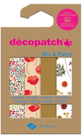 Décopatch DP032C 4 Bogen Décopatch-Papier 30x40cm Mix&Patch Metall sortiert