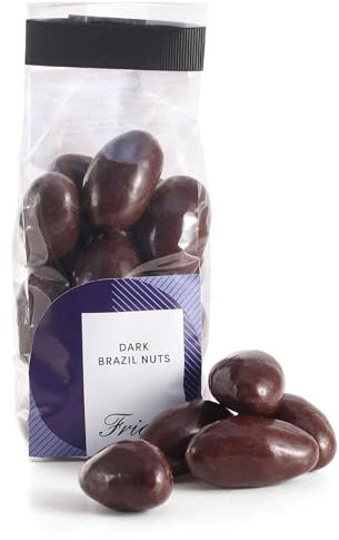 Friars Dark Chocolate Brazils- 200g Luxury Coated Peruvian Brazil Nuts | British Cocoa Hamper Gifts for Girlfriends, Men, Women, Friends & Mothers | Romantic Gift Set for a Birthday & Valentine's